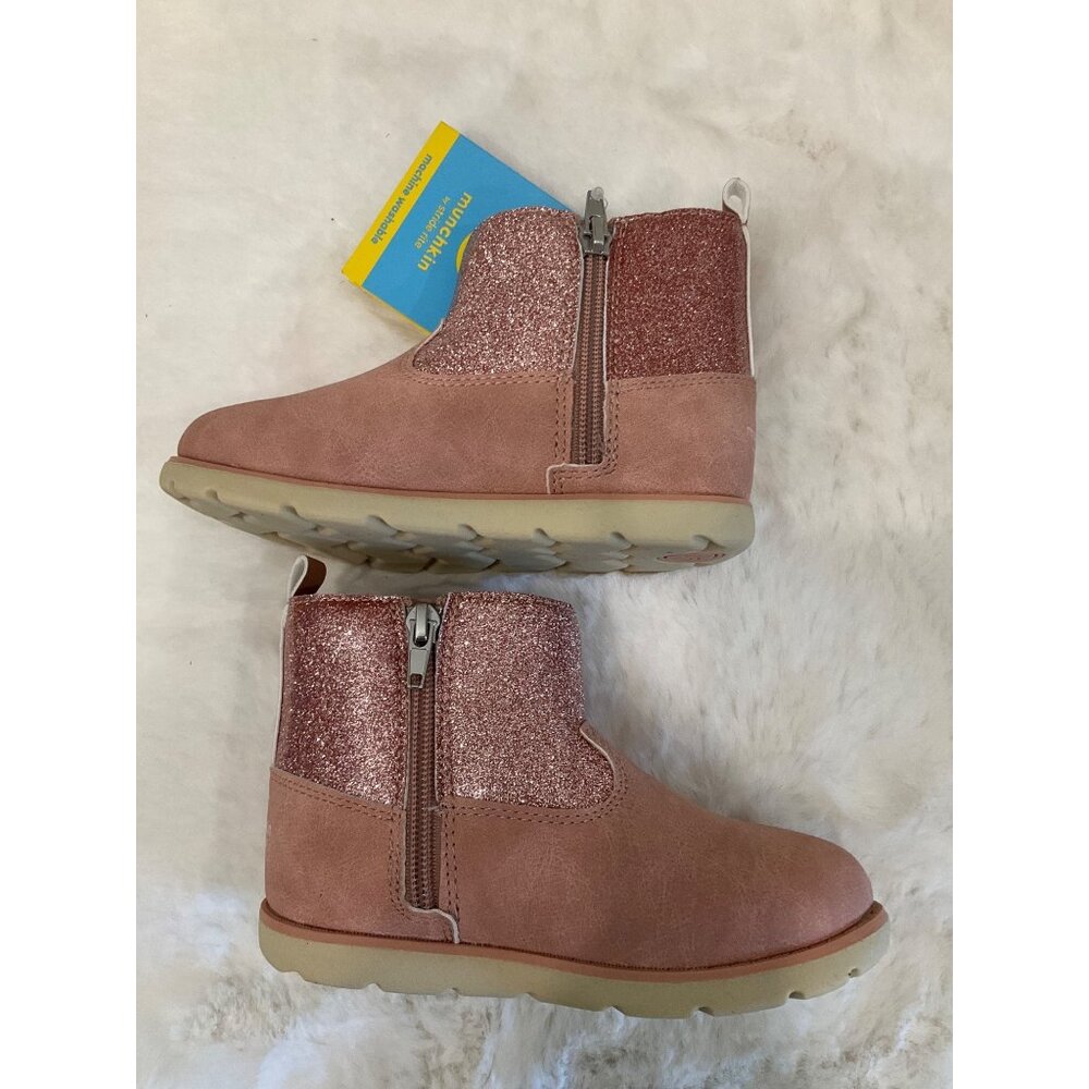 Munchkin by Stride Rite Girl's Size 10M Avalon Pink Glitter Side-Zip Boots NEW - Picture 4 of 5